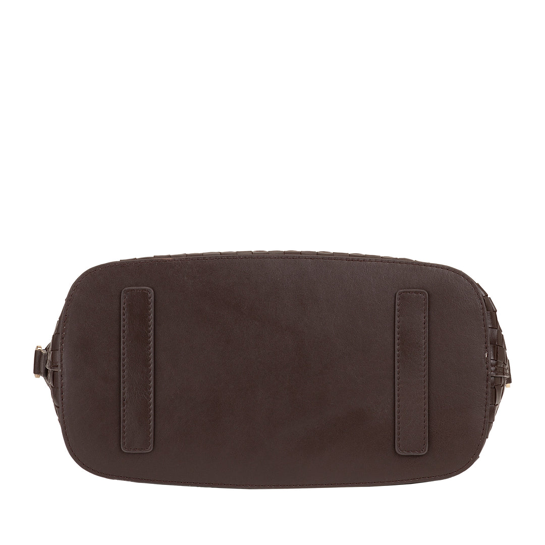 DUDU Sac à bandoulière pour Femme en Cuir véritable tressé - Sac à Main élégant avec poignées, Fermeture éclair et bandoulière réglable Amovible - Sac à Main Spacieux pour Le Bureau et Les Loisirs