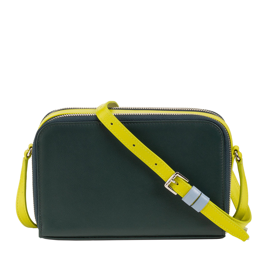DUDU Petit sac à bandoulière en cuir pour femme, portefeuille à double fermeture éclair, sac à main multipoches