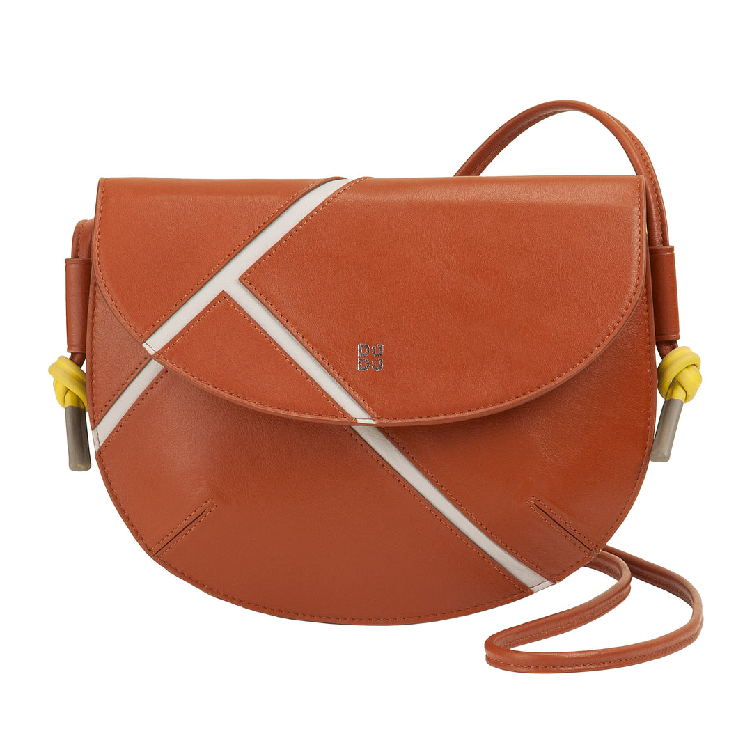 DUDU Sac à Bandoulière pour Femme en Cuir Véritable - Petit Sac à Main avec Fermeture à Rabat Style Tennis avec Bandoulière Ajustable et Intérieur Spacieux