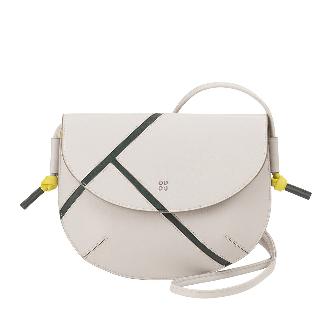 DUDU Sac à Bandoulière pour Femme en Cuir Véritable - Petit Sac à Main avec Fermeture à Rabat Style Tennis avec Bandoulière Ajustable et Intérieur Spacieux