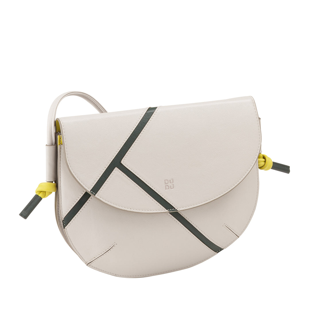 DUDU Sac à Bandoulière pour Femme en Cuir Véritable - Petit Sac à Main avec Fermeture à Rabat Style Tennis avec Bandoulière Ajustable et Intérieur Spacieux
