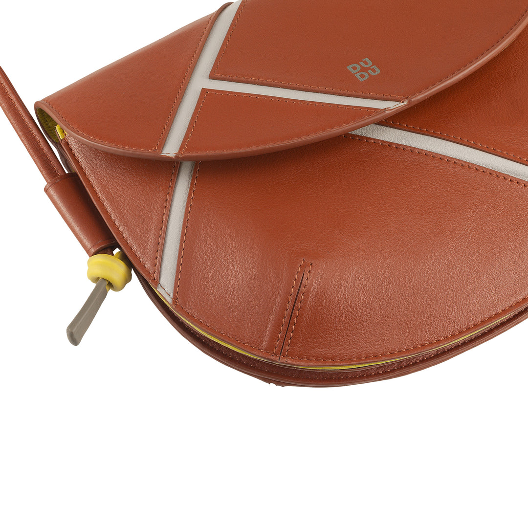 DUDU Sac à Bandoulière pour Femme en Cuir Véritable - Petit Sac à Main avec Fermeture à Rabat Style Tennis avec Bandoulière Ajustable et Intérieur Spacieux