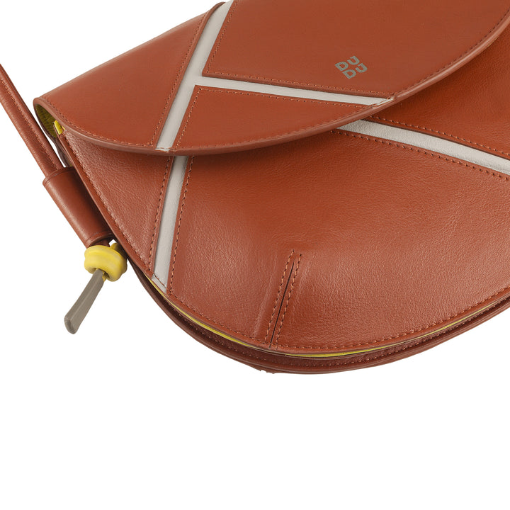 DUDU Sac à Bandoulière pour Femme en Cuir Véritable - Petit Sac à Main avec Fermeture à Rabat Style Tennis avec Bandoulière Ajustable et Intérieur Spacieux