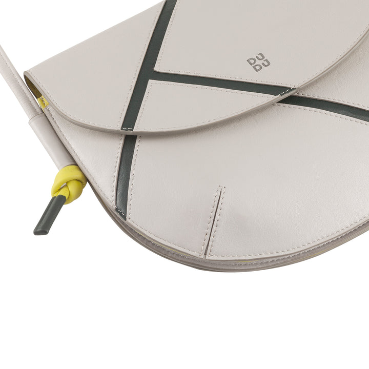 DUDU Sac à Bandoulière pour Femme en Cuir Véritable - Petit Sac à Main avec Fermeture à Rabat Style Tennis avec Bandoulière Ajustable et Intérieur Spacieux
