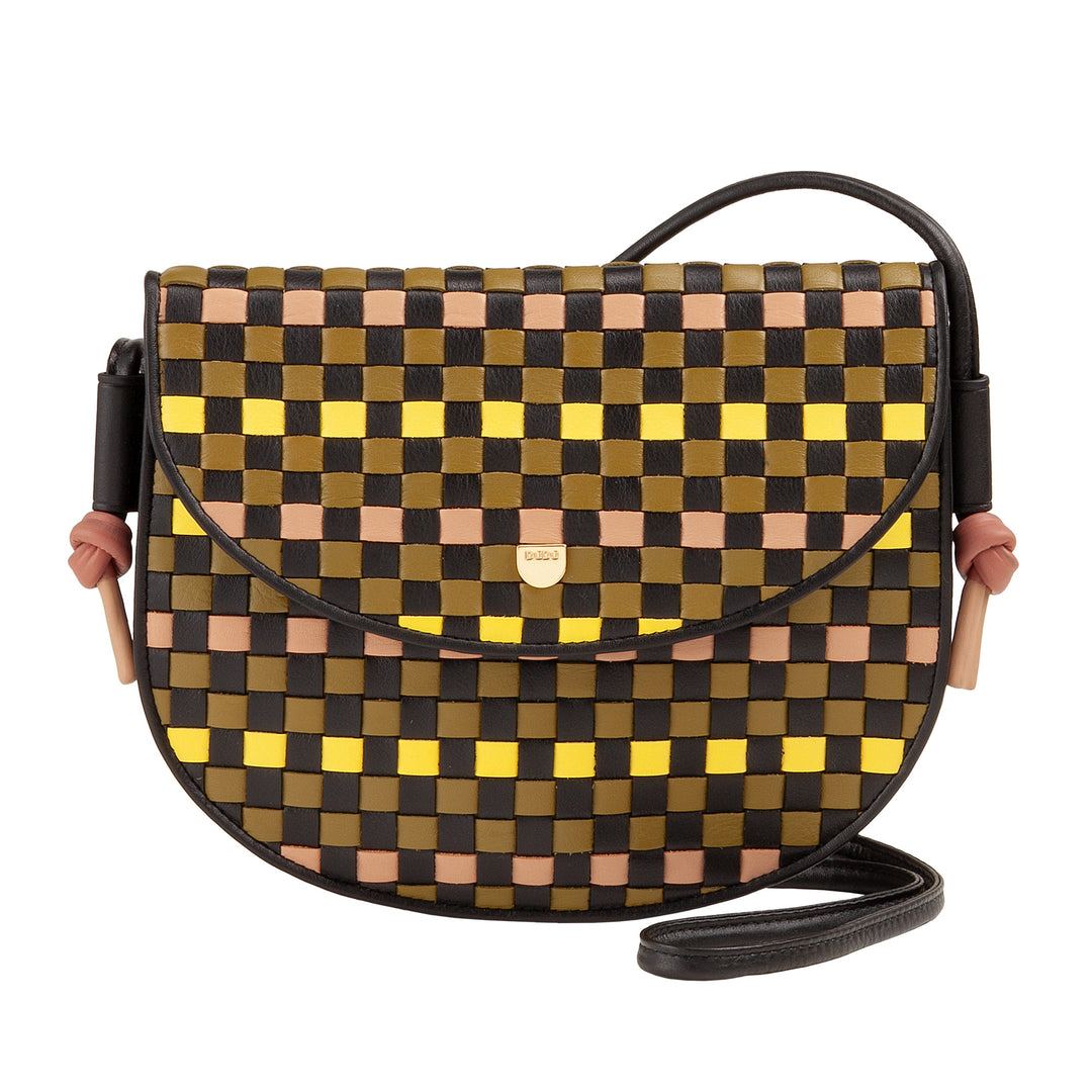 DUDU Petit sac à bandoulière tissé en cuir véritable avec rabat – Sac à bandoulière élégant fabriqué à la main pour femme, sac à main polyvalent pour un usage quotidien et des événements