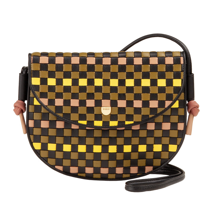 DUDU Petit sac à bandoulière tissé en cuir véritable avec rabat – Sac à bandoulière élégant fabriqué à la main pour femme, sac à main polyvalent pour un usage quotidien et des événements