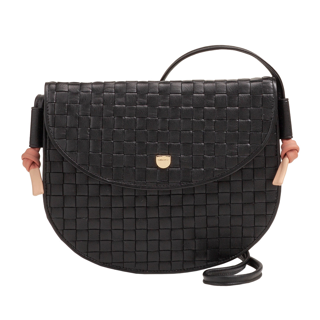 DUDU Petit sac à bandoulière tissé en cuir véritable avec rabat – Sac à bandoulière élégant fabriqué à la main pour femme, sac à main polyvalent pour un usage quotidien et des événements