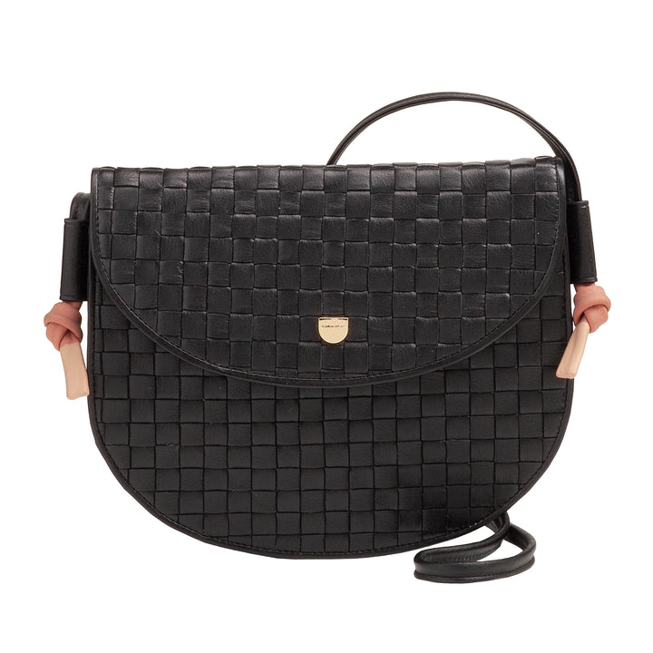 DUDU Petit sac à bandoulière tissé en cuir véritable avec rabat – Sac à bandoulière élégant fabriqué à la main pour femme, sac à main polyvalent pour un usage quotidien et des événements