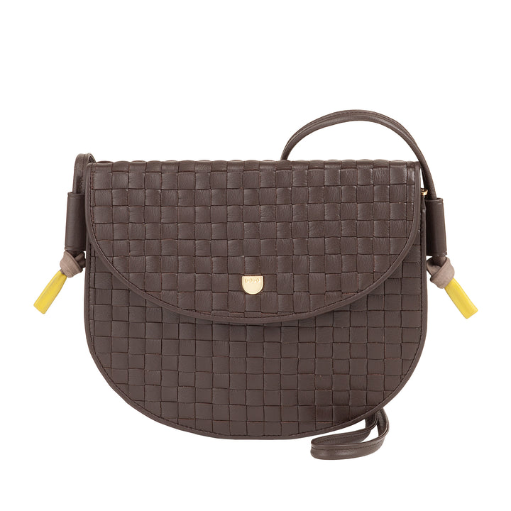 DUDU Petit sac à bandoulière tissé en cuir véritable avec rabat – Sac à bandoulière élégant fabriqué à la main pour femme, sac à main polyvalent pour un usage quotidien et des événements