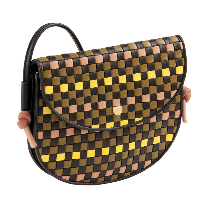 DUDU Petit sac à bandoulière tissé en cuir véritable avec rabat – Sac à bandoulière élégant fabriqué à la main pour femme, sac à main polyvalent pour un usage quotidien et des événements