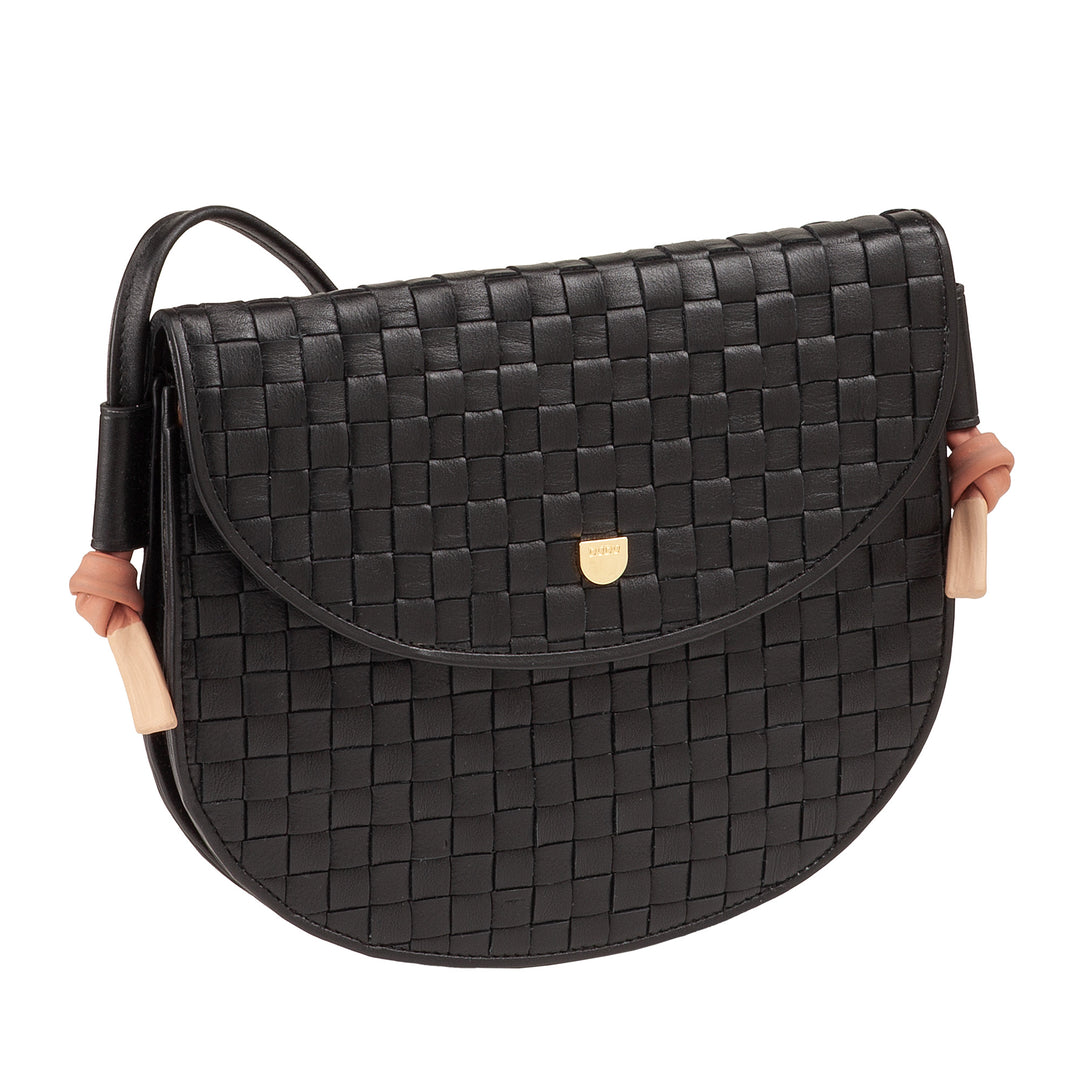 DUDU Petit sac à bandoulière tissé en cuir véritable avec rabat – Sac à bandoulière élégant fabriqué à la main pour femme, sac à main polyvalent pour un usage quotidien et des événements