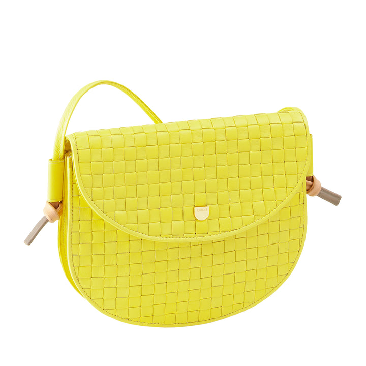 DUDU Petit sac à bandoulière tissé en cuir véritable avec rabat – Sac à bandoulière élégant fabriqué à la main pour femme, sac à main polyvalent pour un usage quotidien et des événements