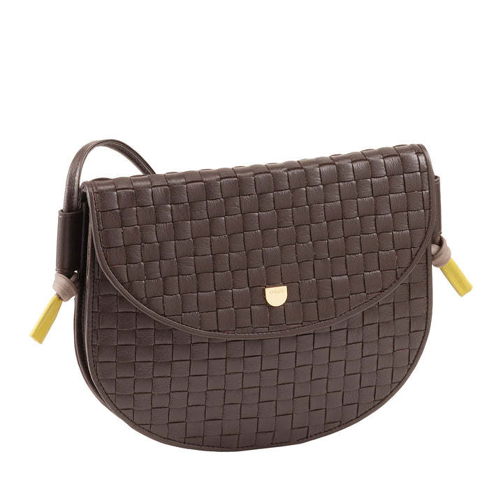 DUDU Petit sac à bandoulière tissé en cuir véritable avec rabat – Sac à bandoulière élégant fabriqué à la main pour femme, sac à main polyvalent pour un usage quotidien et des événements