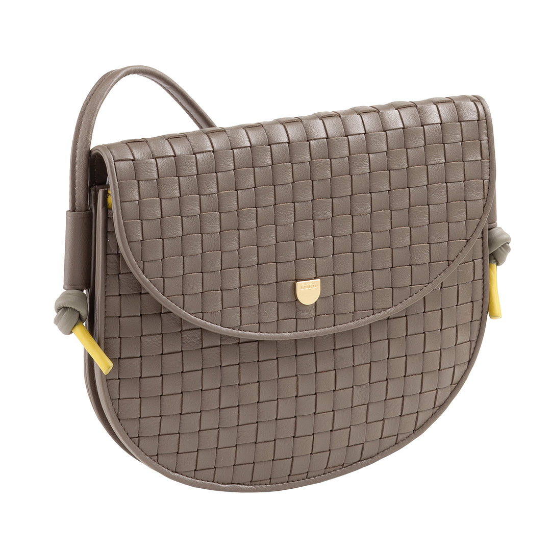 DUDU Petit sac à bandoulière tissé en cuir véritable avec rabat – Sac à bandoulière élégant fabriqué à la main pour femme, sac à main polyvalent pour un usage quotidien et des événements