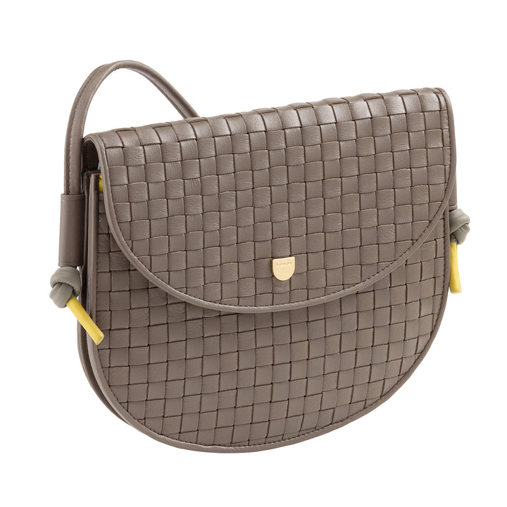 DUDU Petit sac à bandoulière tissé en cuir véritable avec rabat – Sac à bandoulière élégant fabriqué à la main pour femme, sac à main polyvalent pour un usage quotidien et des événements
