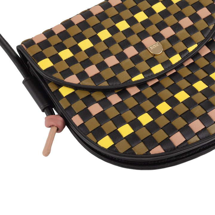 DUDU Petit sac à bandoulière tissé en cuir véritable avec rabat – Sac à bandoulière élégant fabriqué à la main pour femme, sac à main polyvalent pour un usage quotidien et des événements