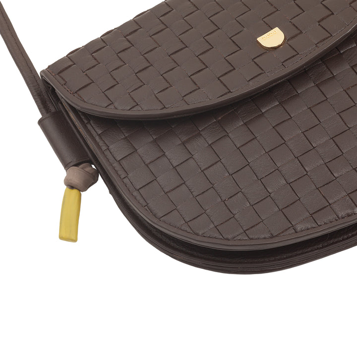 DUDU Petit sac à bandoulière tissé en cuir véritable avec rabat – Sac à bandoulière élégant fabriqué à la main pour femme, sac à main polyvalent pour un usage quotidien et des événements