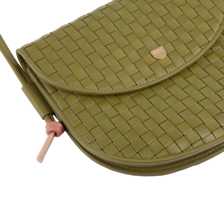 DUDU Petit sac à bandoulière tissé en cuir véritable avec rabat – Sac à bandoulière élégant fabriqué à la main pour femme, sac à main polyvalent pour un usage quotidien et des événements
