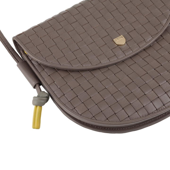 DUDU Petit sac à bandoulière tissé en cuir véritable avec rabat – Sac à bandoulière élégant fabriqué à la main pour femme, sac à main polyvalent pour un usage quotidien et des événements