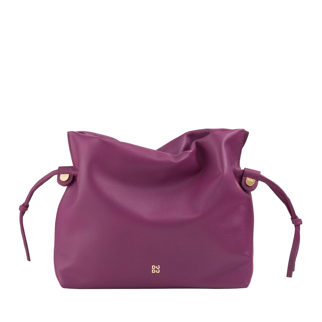 DUDU Borsa Donna in Pelle con Chiusura a Coulisse – Borsetta a Tracolla Elegante, Compatta e Pratica per Ogni Occasione con Cinghia Regolabile