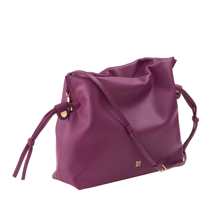DUDU Borsa Donna in Pelle con Chiusura a Coulisse – Borsetta a Tracolla Elegante, Compatta e Pratica per Ogni Occasione con Cinghia Regolabile