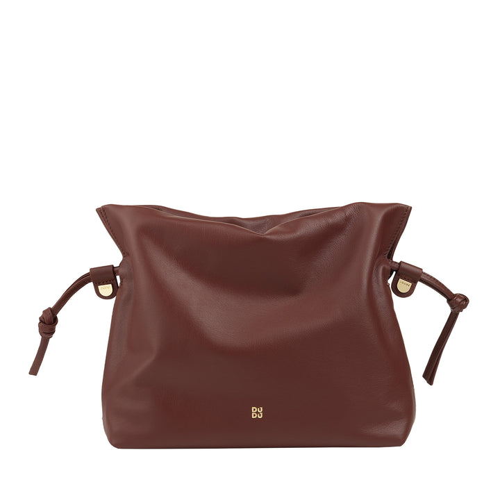 DUDU Bolso de Mujer de Piel con Cierre de Cordón - Bolso de Bandolera Elegante, Compacto y Práctico para Cada Ocasión con Correa Ajustable