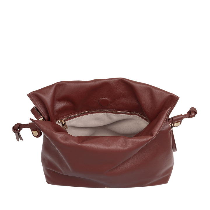 DUDU Bolso de Mujer de Piel con Cierre de Cordón - Bolso de Bandolera Elegante, Compacto y Práctico para Cada Ocasión con Correa Ajustable