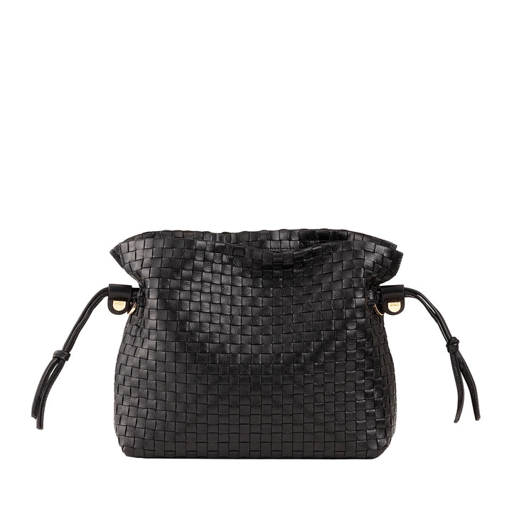 DUDU Bolso Bandolera Mujer en Piel Tejida con Cordón, Suave y Espacioso, Bandolera Ajustable, Cierre Magnético, Estilo Elegante y Artesano