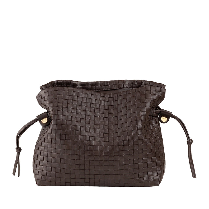 DUDU Bolso Bandolera Mujer en Piel Tejida con Cordón, Suave y Espacioso, Bandolera Ajustable, Cierre Magnético, Estilo Elegante y Artesano
