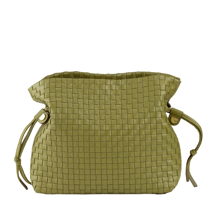 DUDU Bolso Bandolera Mujer en Piel Tejida con Cordón, Suave y Espacioso, Bandolera Ajustable, Cierre Magnético, Estilo Elegante y Artesano