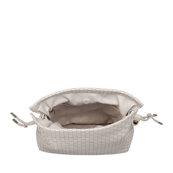 DUDU Bolso Bandolera Mujer en Piel Tejida con Cordón, Suave y Espacioso, Bandolera Ajustable, Cierre Magnético, Estilo Elegante y Artesano