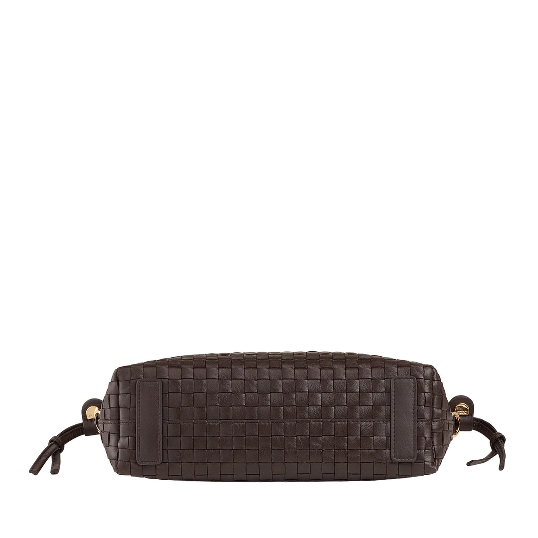 DUDU Bolso Bandolera Mujer en Piel Tejida con Cordón, Suave y Espacioso, Bandolera Ajustable, Cierre Magnético, Estilo Elegante y Artesano