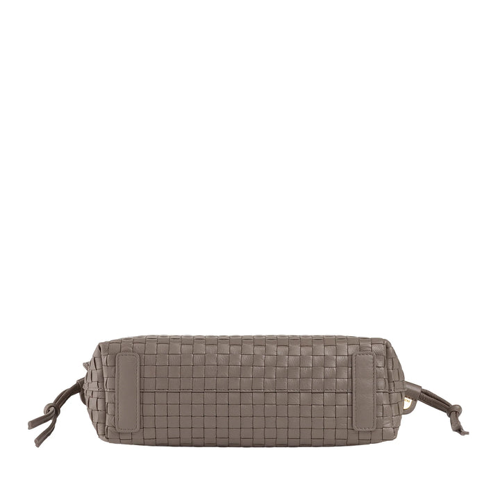 DUDU Bolso Bandolera Mujer en Piel Tejida con Cordón, Suave y Espacioso, Bandolera Ajustable, Cierre Magnético, Estilo Elegante y Artesano