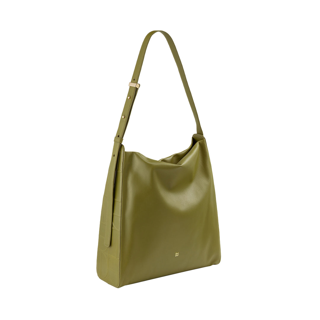 DUDU Sac bandoulière trapézoïdal pour femme en cuir véritable, sac trapèze avec bandoulière réglable - élégant, spacieux pour les loisirs, le travail, les soirées