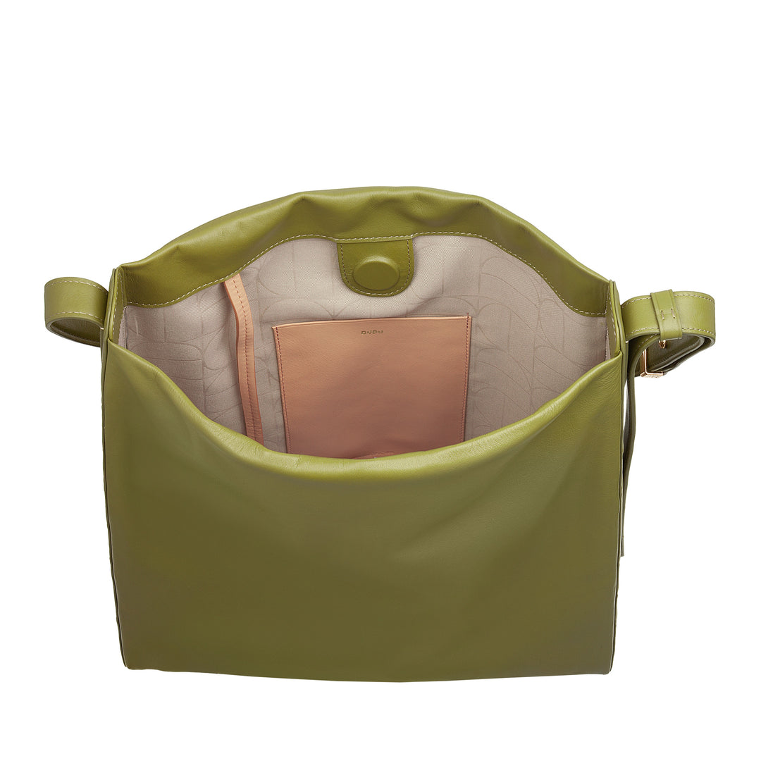 DUDU Sac bandoulière trapézoïdal pour femme en cuir véritable, sac trapèze avec bandoulière réglable - élégant, spacieux pour les loisirs, le travail, les soirées