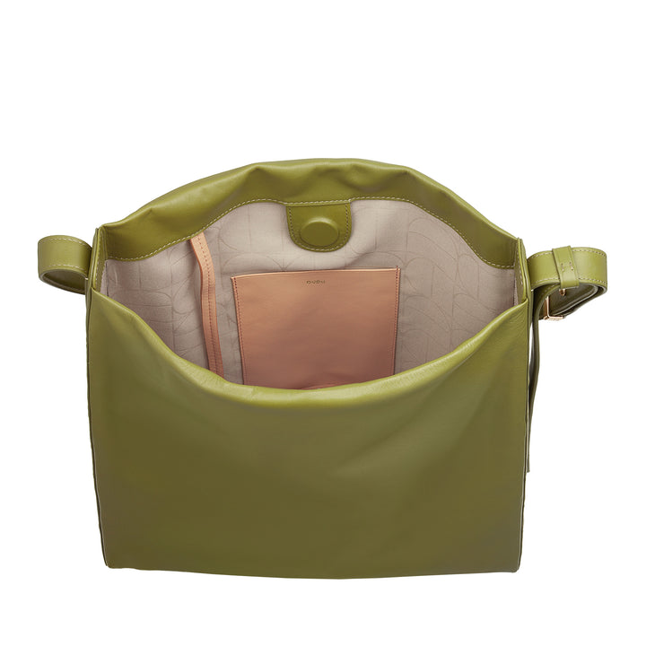 DUDU Sac bandoulière trapézoïdal pour femme en cuir véritable, sac trapèze avec bandoulière réglable - élégant, spacieux pour les loisirs, le travail, les soirées