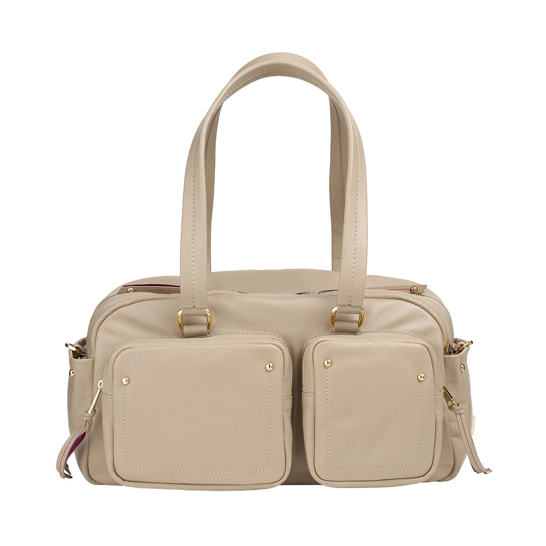 DUDU Grand Sac Cartable en Cuir pour Femme avec Poches Externes et Bandoulière Amovible, Spacieux et Élégant - Sac Main et Bandoulière avec Fermeture Éclair, Style Moderne