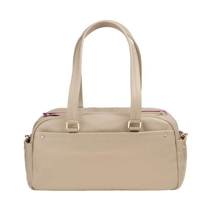 DUDU Grand Sac Cartable en Cuir pour Femme avec Poches Externes et Bandoulière Amovible, Spacieux et Élégant - Sac Main et Bandoulière avec Fermeture Éclair, Style Moderne