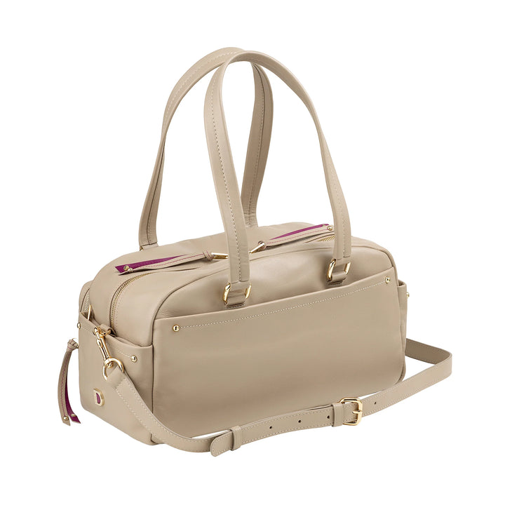 DUDU Grand Sac Cartable en Cuir pour Femme avec Poches Externes et Bandoulière Amovible, Spacieux et Élégant - Sac Main et Bandoulière avec Fermeture Éclair, Style Moderne