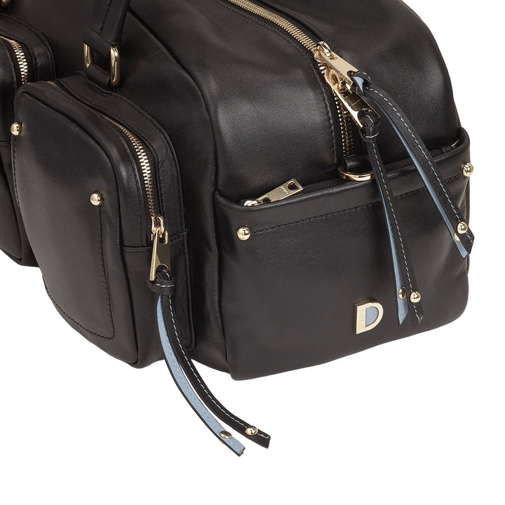 DUDU Grand Sac Cartable en Cuir pour Femme avec Poches Externes et Bandoulière Amovible, Spacieux et Élégant - Sac Main et Bandoulière avec Fermeture Éclair, Style Moderne