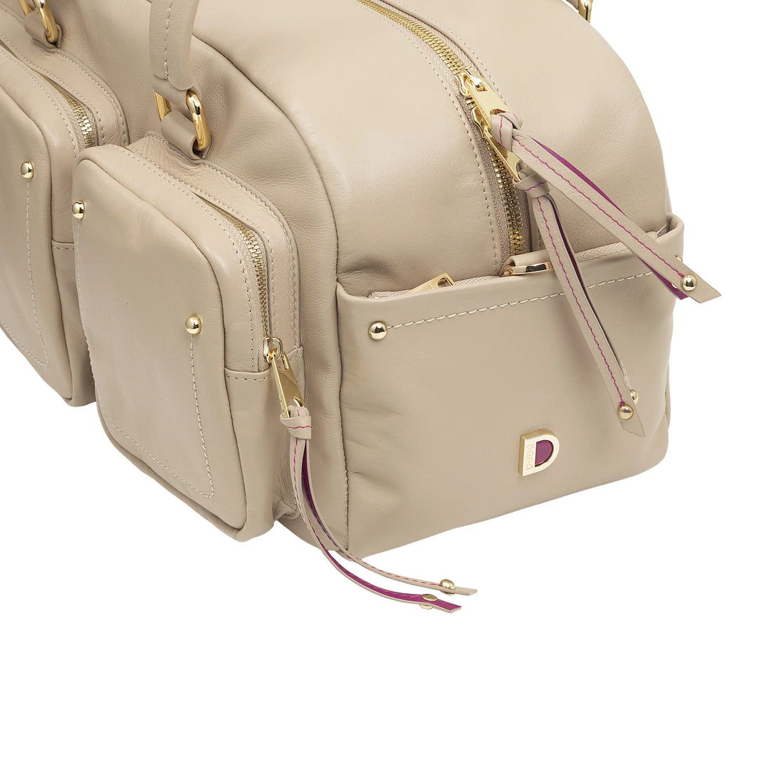 DUDU Grand Sac Cartable en Cuir pour Femme avec Poches Externes et Bandoulière Amovible, Spacieux et Élégant - Sac Main et Bandoulière avec Fermeture Éclair, Style Moderne