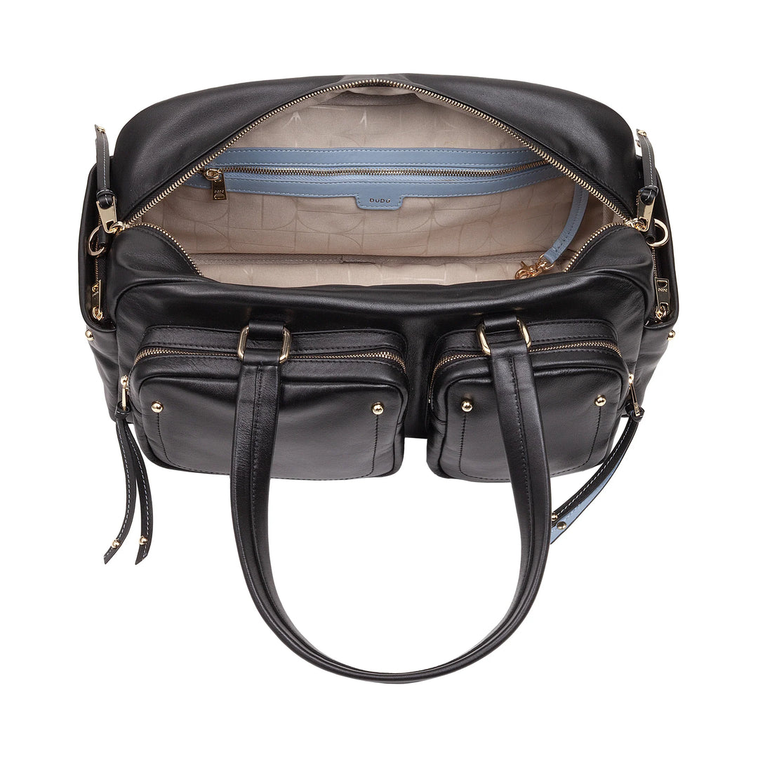 DUDU Grand Sac Cartable en Cuir pour Femme avec Poches Externes et Bandoulière Amovible, Spacieux et Élégant - Sac Main et Bandoulière avec Fermeture Éclair, Style Moderne