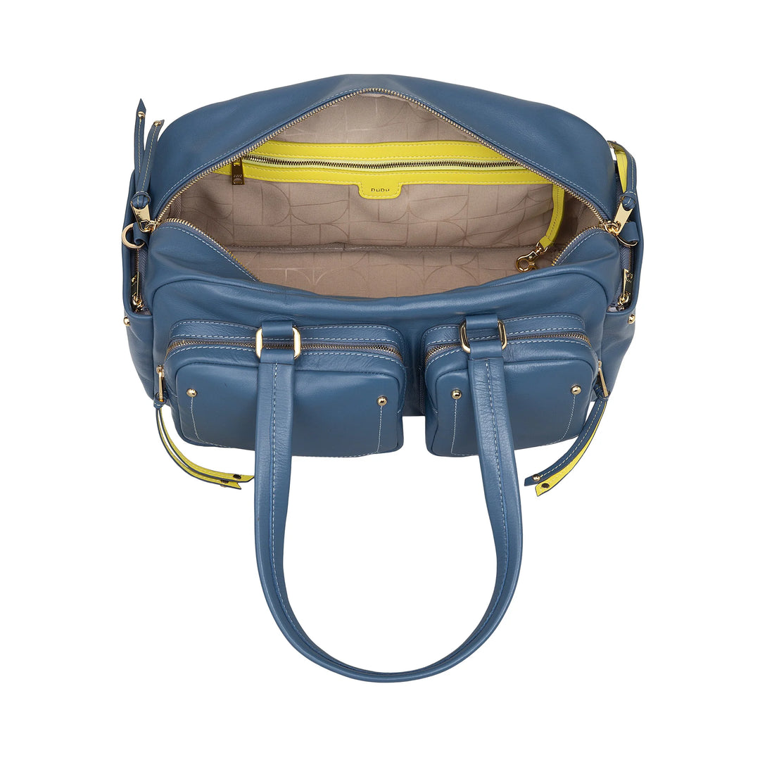 DUDU Bolso Satchel Grande de Piel para Mujer con Bolsillos Exteriores y Bandolera Extraíble, Espacioso y Elegante - Bolso de Mano y Bandolera con Cremallera, Estilo Moderno