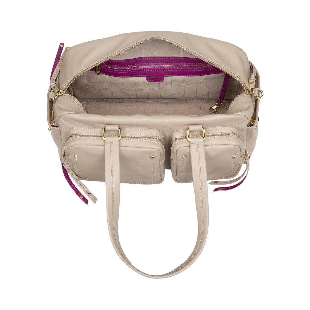DUDU Grand Sac Cartable en Cuir pour Femme avec Poches Externes et Bandoulière Amovible, Spacieux et Élégant - Sac Main et Bandoulière avec Fermeture Éclair, Style Moderne
