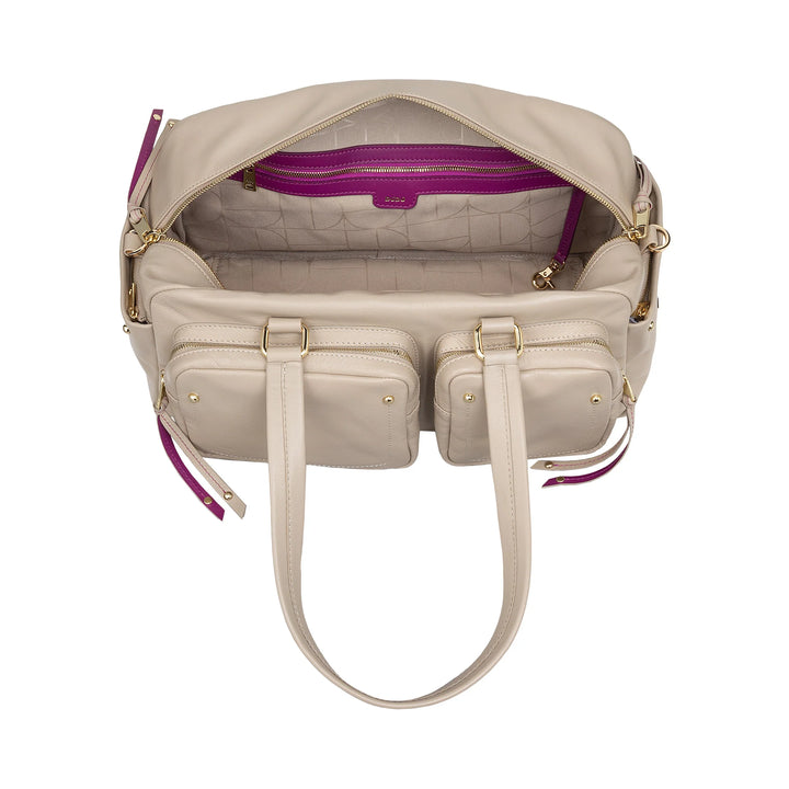 DUDU Grand Sac Cartable en Cuir pour Femme avec Poches Externes et Bandoulière Amovible, Spacieux et Élégant - Sac Main et Bandoulière avec Fermeture Éclair, Style Moderne