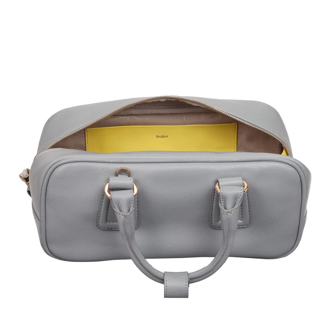 DUDU Grand Sac Cartable en Cuir pour Femme avec Bandoulière Amovible, Spacieux et Élégant - Sac Main et Bandoulière avec Fermeture Éclair, Double Poignées