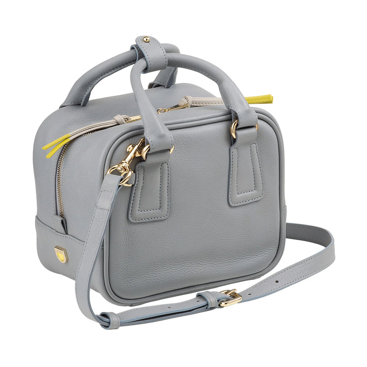 DUDU Bolso Satchel de Mujer de Piel con Bandolera Ajustable, Elegante y Compacto, Bolso de Mano y Bandolera con Cremallera