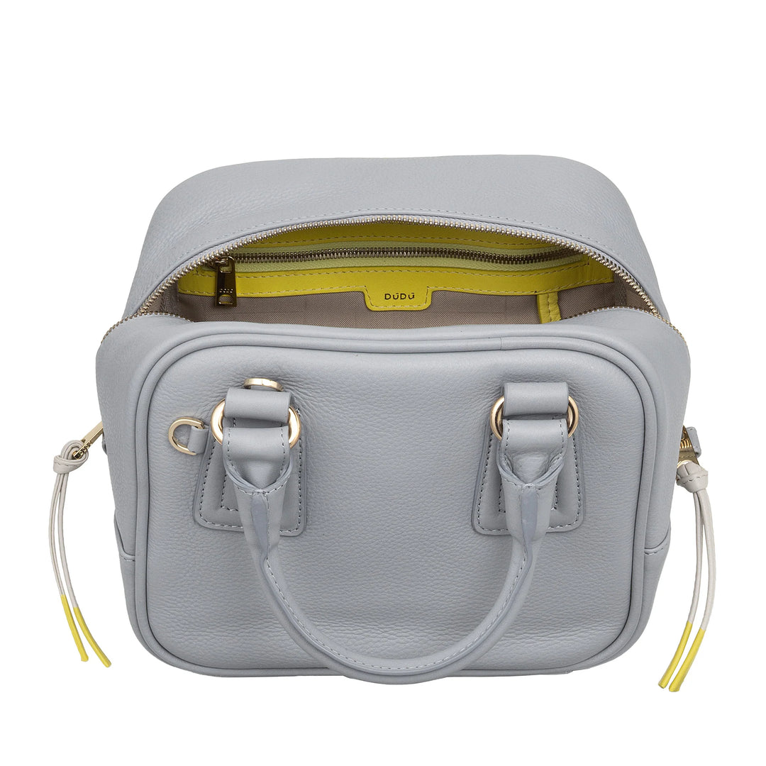 DUDU Bolso Satchel de Mujer de Piel con Bandolera Ajustable, Elegante y Compacto, Bolso de Mano y Bandolera con Cremallera