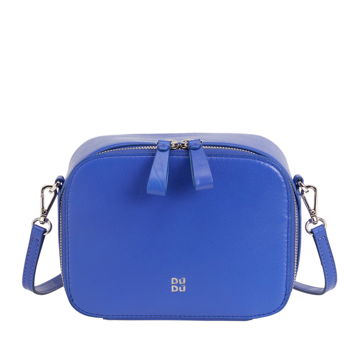 DUDU Petit sac à bandoulière en cuir pour femme, sac pour appareil photo avec double bandoulière, fermeture éclair, sac au design compact et élégant