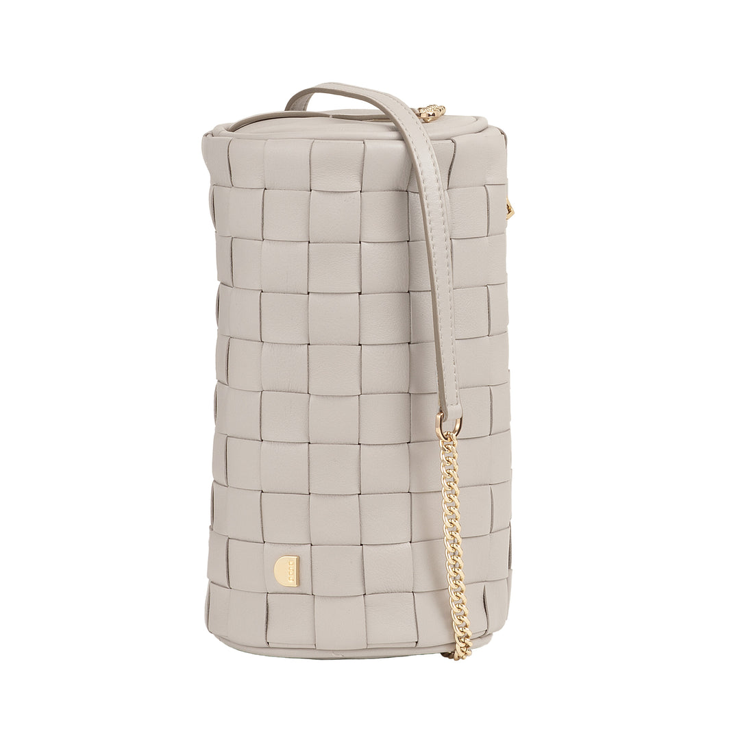 DUDU Sac Cylindre pour Femme en Cuir Véritable Tressé avec Bandoulière en Chaîne, Élégant - Design Artisanal, Sac à Bandoulière Cylindrique de Luxe pour Occasions Décontractées et Spéciales
